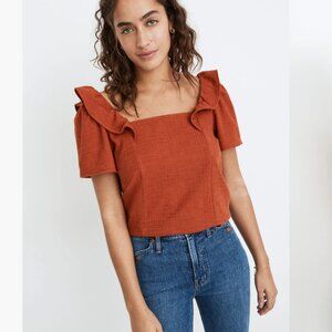 NWT Madewell Rust Ruffled Top